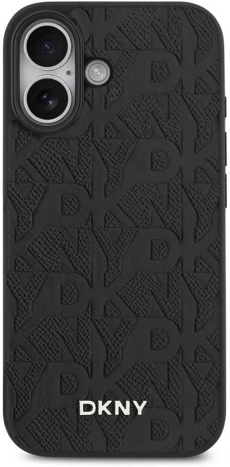DKNY PU Leather Grid Pattern Magsafe dėklas skirtas Apple iPhone 17 juodos spalvos