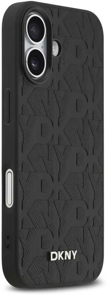 DKNY PU Leather Grid Pattern Magsafe dėklas skirtas Apple iPhone 17 juodos spalvos