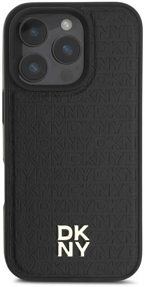 DKNY DKHMP16LPSHRPSK Apple iPhone 16 Pro 6.3" dėklas telefonui juodos spalvos Repeat Pattern Stack Logo MagSafe
