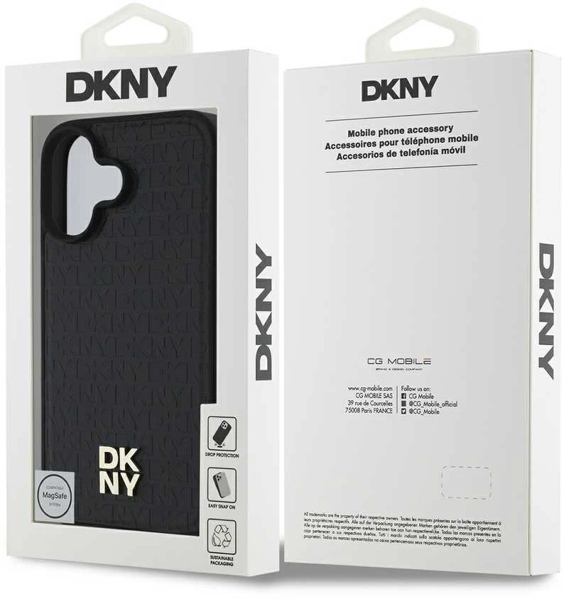 DKNY DKHMP16SPSHRPSK Apple iPhone 16 6.1" dėklas telefonui juodos spalvos Repeat Pattern Stack Logo MagSafe