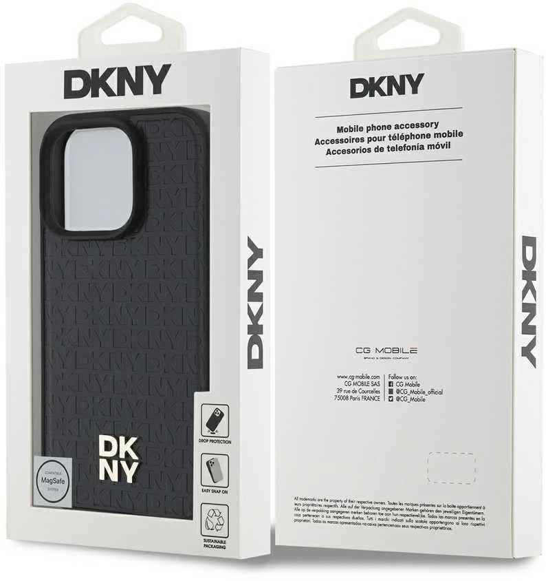 DKNY DKHMP16XPSHRPSK Apple iPhone 16 Pro Max 6.9" dėklas telefonui juodos spalvos Repeat Pattern Stack Logo MagSafe