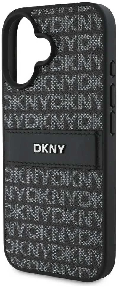 DKNY DKHCP16SPRTHSLK Apple iPhone 16 6.1″ juodos spalvos kietas dėklas Texture Pattern Tonal Stripe