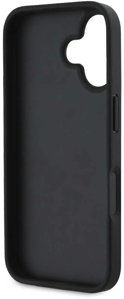 DKNY PU Leather Repeat Pattern Tonal Stripe Apple iPhone 16 Plus dėklas telefonui juodos spalvos