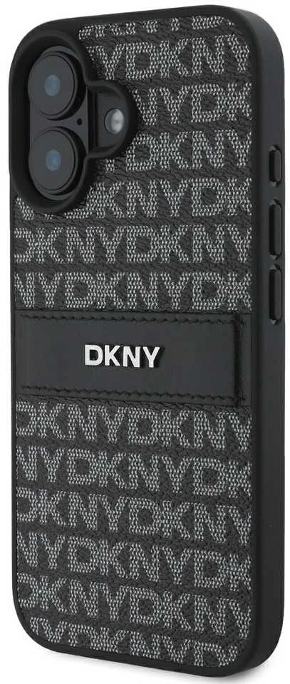 DKNY DKHCP16SPRTHSLK Apple iPhone 16 6.1″ juodos spalvos kietas dėklas Texture Pattern Tonal Stripe
