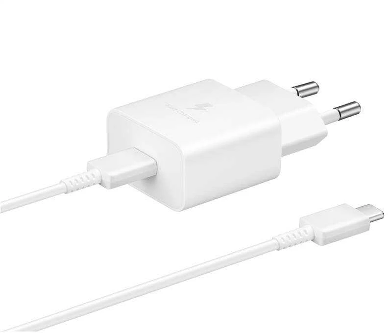 112803 EP-T1510EWE + EP-DA705BWE Samsung 15W kelioninis įkroviklis + USB-C/USB-C Data kabelis baltos spalvos (OOB Bulk)