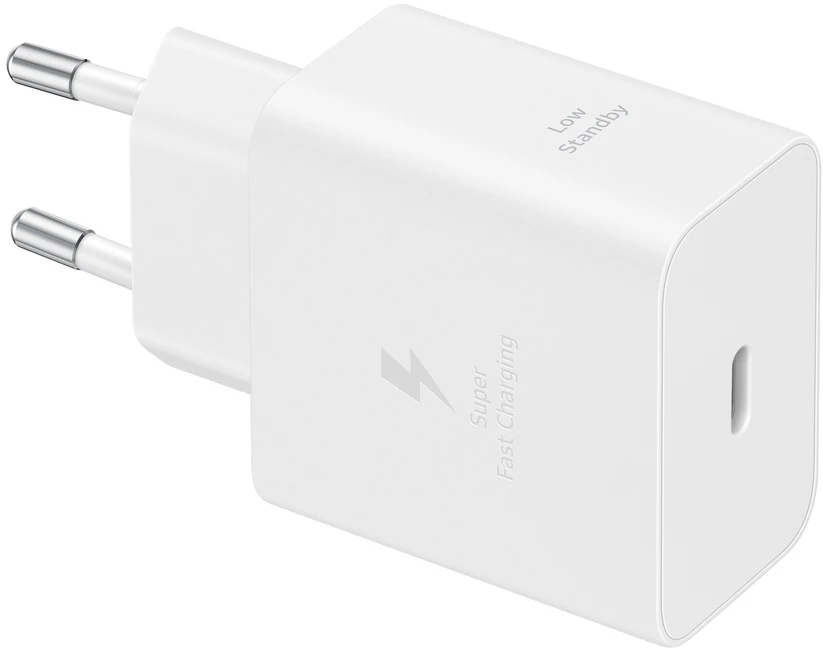 EP-T4511XWE Samsung USB-C 45W kelioninis įkroviklis + USB-C duomenų kabelis Baltas (pažeista pakuotė)