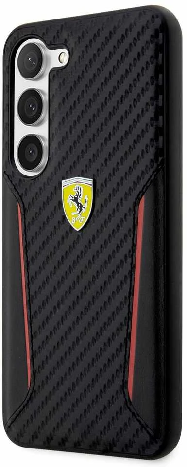 Ferrari FEHCS23MNPYK S23+ S916 juodos spalvos kietas dėklas Carbon Contrast Edges