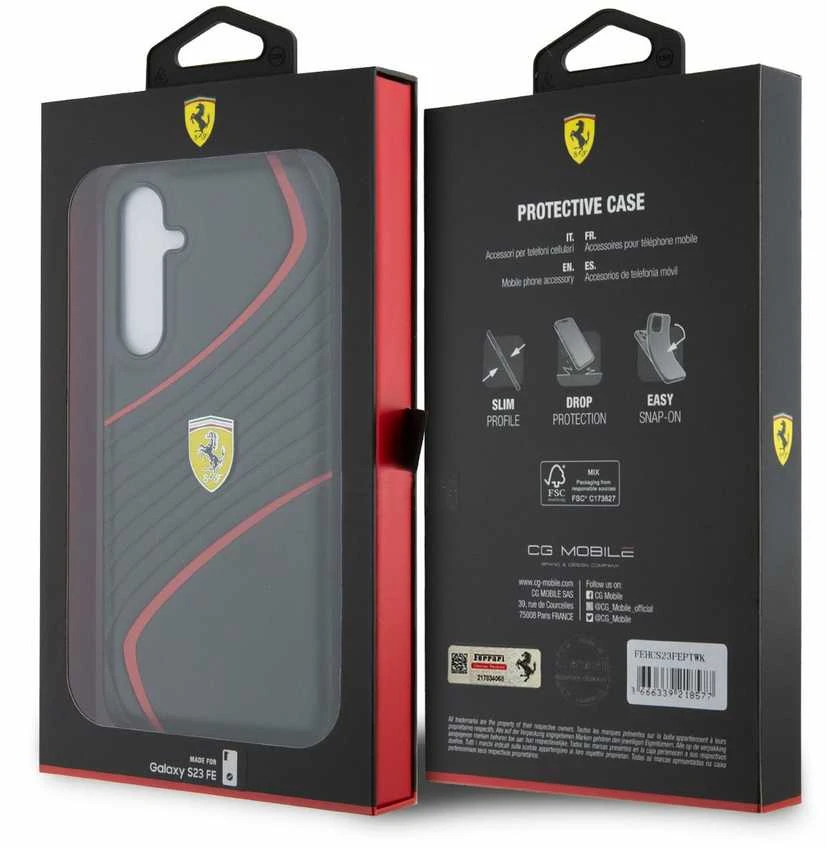 Ferrari FEHCS23FEPTWK S23 FE S711 juodos spalvos kietas dėklas Twist Metal Logo