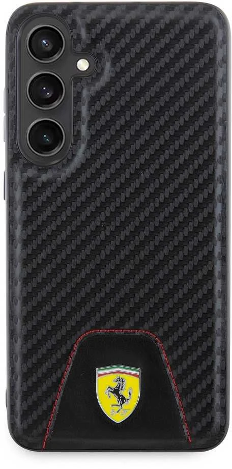 Ferrari FEHCS24MN3 PUK S24+ S926 juodos spalvos kietas dėklas Carbon Stitched Bottom