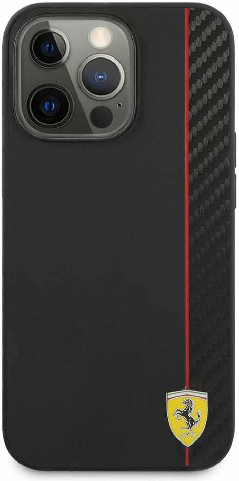 „Ferrari FESAXHCP13XBK iPhone 13 Pro Max“ 6,7 colio juodas kietas dėklas „On Track Carbon Stripe“