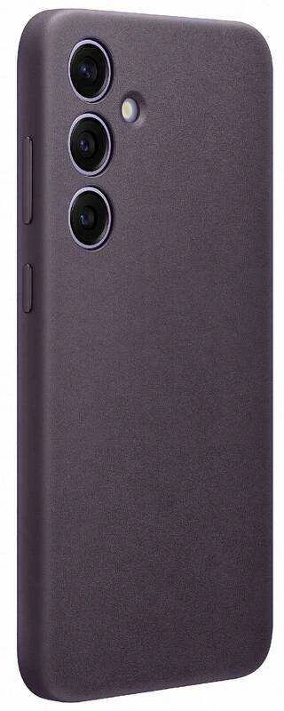 Dėklas „Samsung Galaxy S24+“ veganiškas odinis dangtelis tamsiai violetinis
