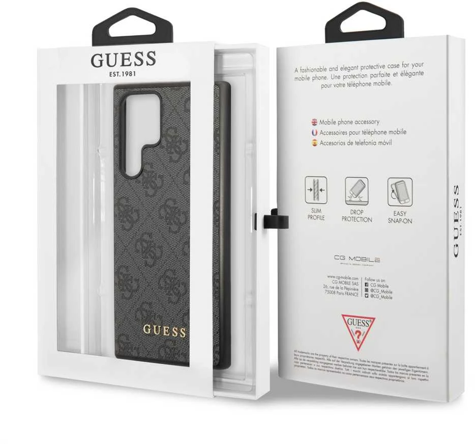 GUESS dėklas skirtas Samsung Galaxy S24 Ultra GUHCS24LG4GFGR (Classic logo) juodos spalvos