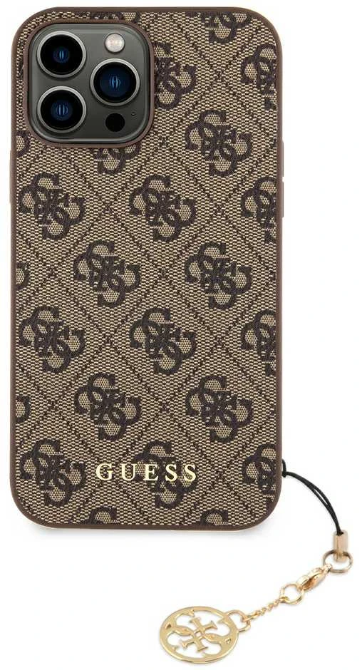 Dėklas Cg Mobile France GUHCP13LGF4GBR Guess 4G Charms Zadní Kryt pro iPhone 13 Pro Brown (ruda)