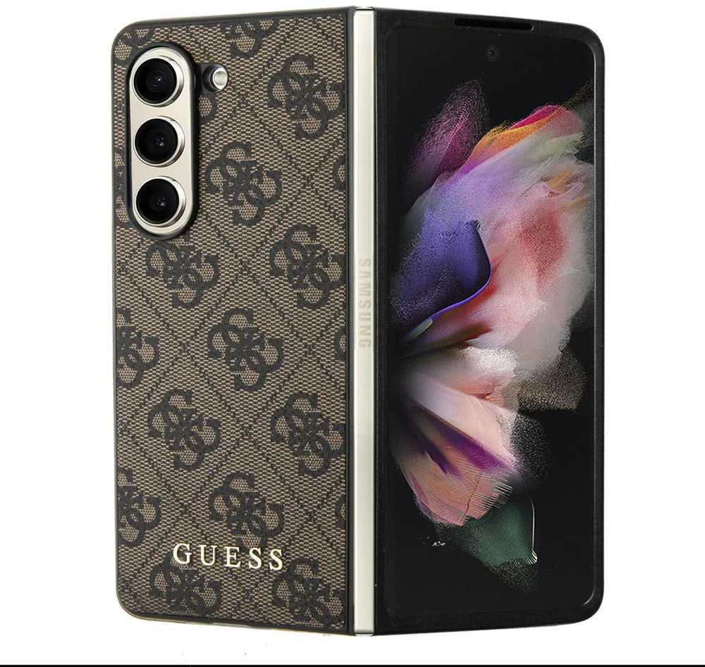 Guess GUHCZFD5GF4GBR F946 Z Fold5 rudos spalvos kietas dėklas 4G Charms Collection