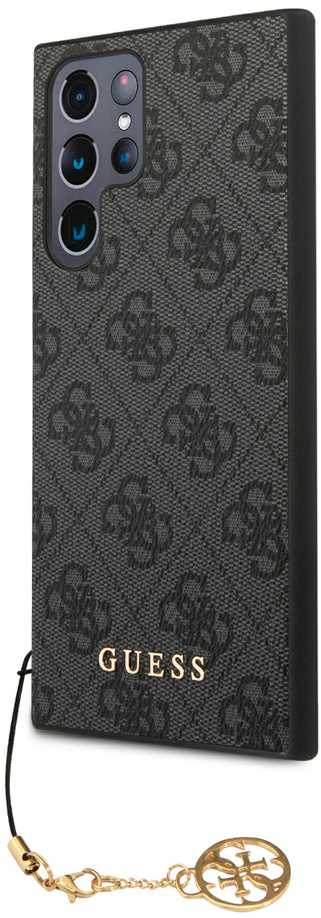 Guess GUHCS24LGF4GGR S24 Ultra S928 juodos spalvos kietas dėklas 4G Charms Collection