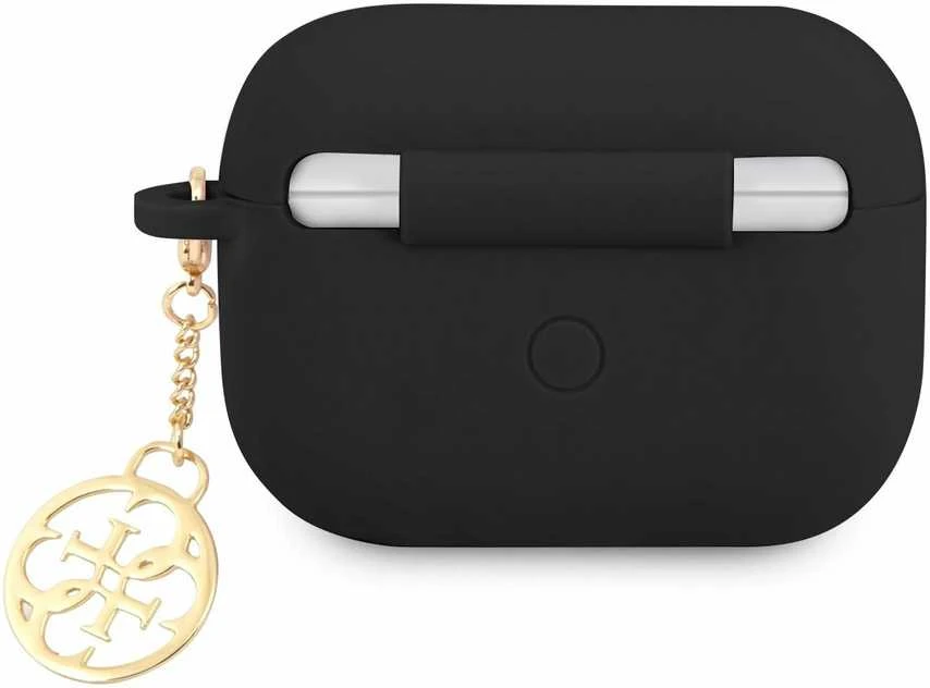 Guess GUAPLSC4EK AirPods Pro dėklas ausinėms juodos spalvos silikoninis Charm 4G Collection