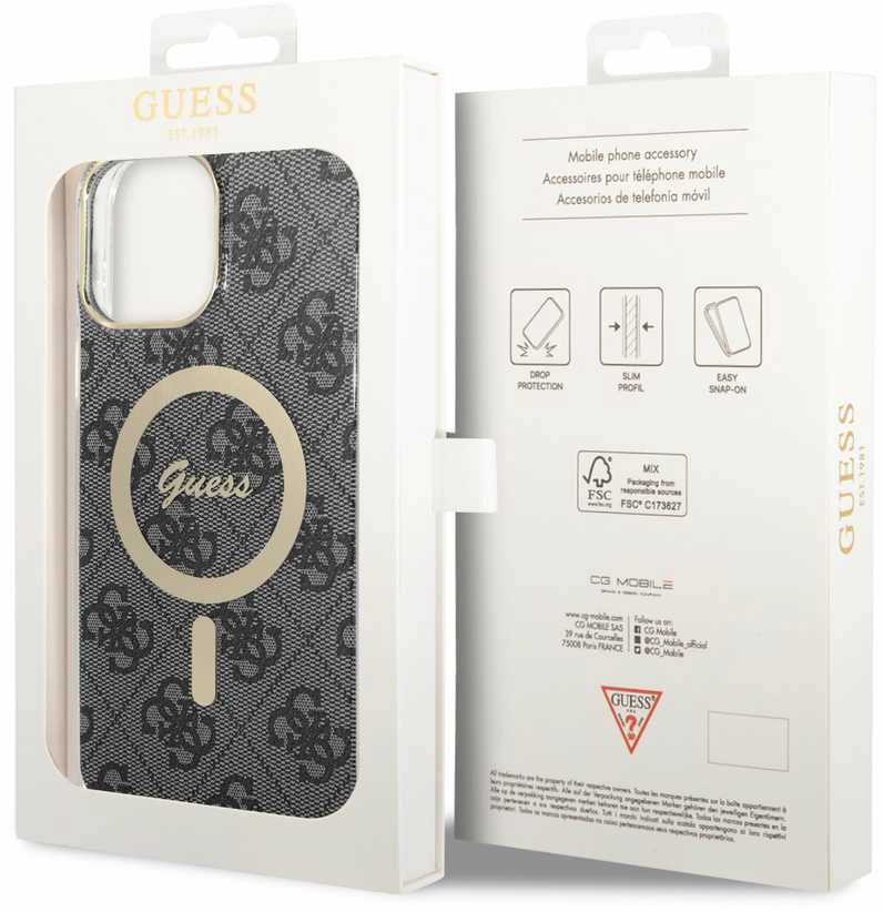 Guess GUHMP13XH4STK Apple iPhone 13 Pro Max 6.7″ juodos spalvos kietas dėklas 4G MagSafe