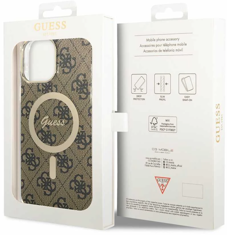 Guess GUHMP13XH4STW Apple iPhone 13 Pro Max 6.7″ rudos spalvos kietas dėklas 4G MagSafe