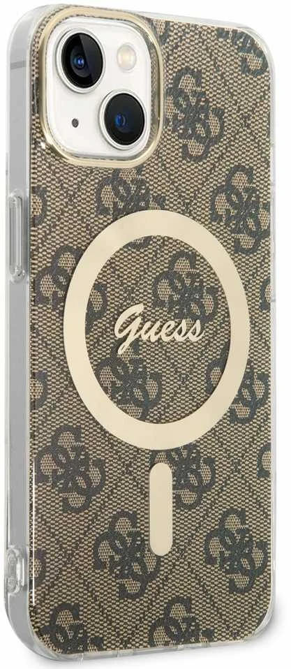 Guess GUHMP13MH4STW Apple iPhone 13 / 14 / 15 6.1″ rudos spalvos kietas dėklas 4G MagSafe