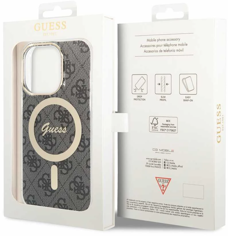 Dėklas GUESS GUHMP14LH4STK IPHONE 14 PRO 6.1 "Juodas/Juodas HARDCASE 4G MAGSAFE
