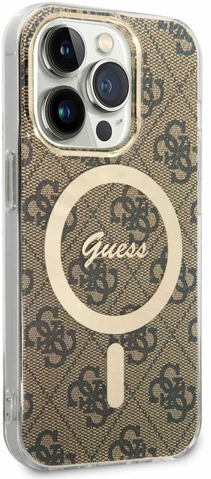 Guess GUHMP14LH4STW Apple iPhone 14 Pro 6.1″ rudos spalvos kietas dėklas 4G MagSafe