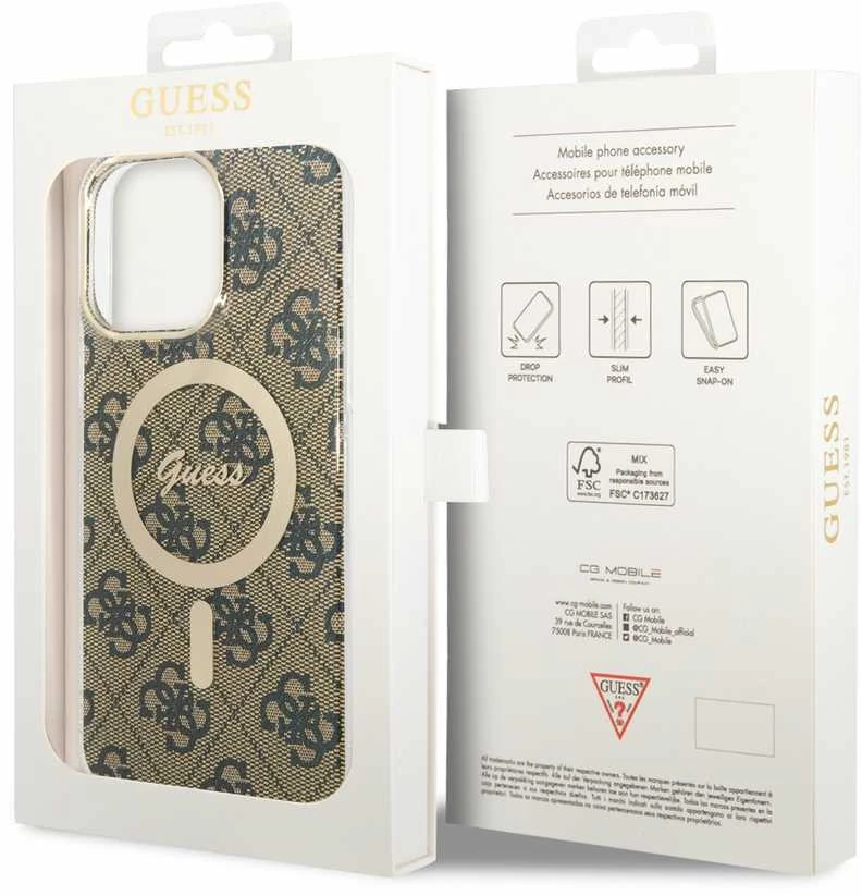 Guess GUHMP14XH4STW Apple iPhone 14 Pro Max 6.7″ rudos spalvos kietas dėklas 4G MagSafe