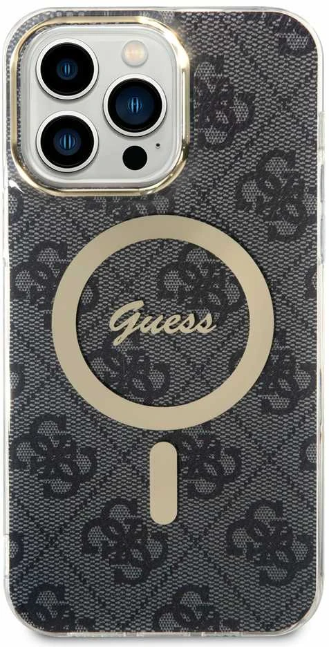 Guess GUHMP14XH4STK Apple iPhone 14 Pro Max 6.7″ juodos spalvos kietas dėklas 4G MagSafe