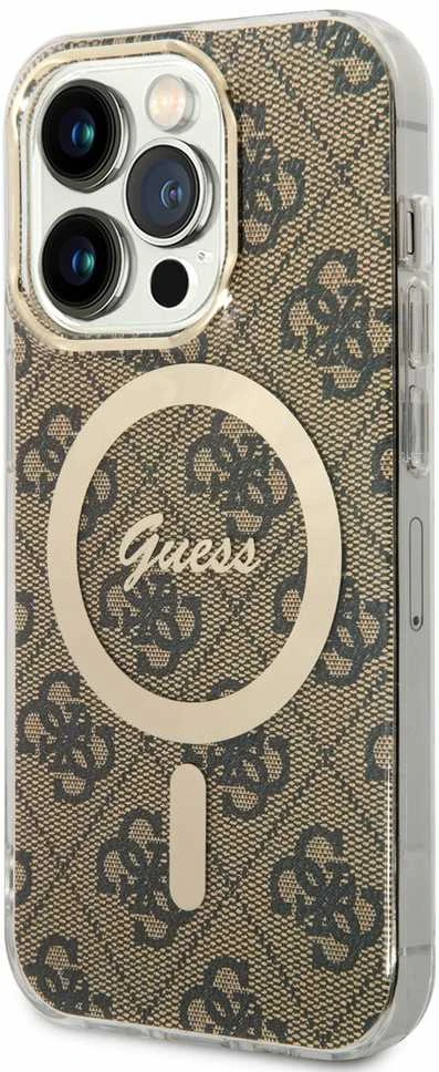 Guess GUHMP14LH4STW Apple iPhone 14 Pro 6.1″ rudos spalvos kietas dėklas 4G MagSafe