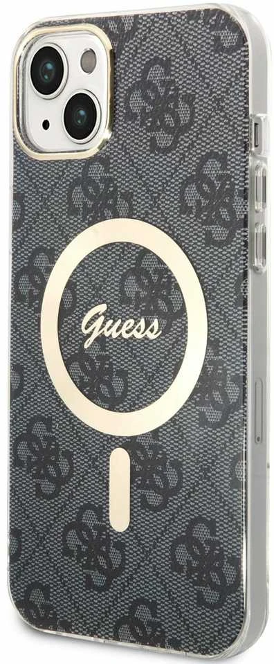 Guess Rinkinys GUBPP14MH4EACSK Dėklas+ Įkroviklis Apple iPhone 14 Plus / 15 Plus 6.7″ juodos spalvos kietas dėklas 4G Pr