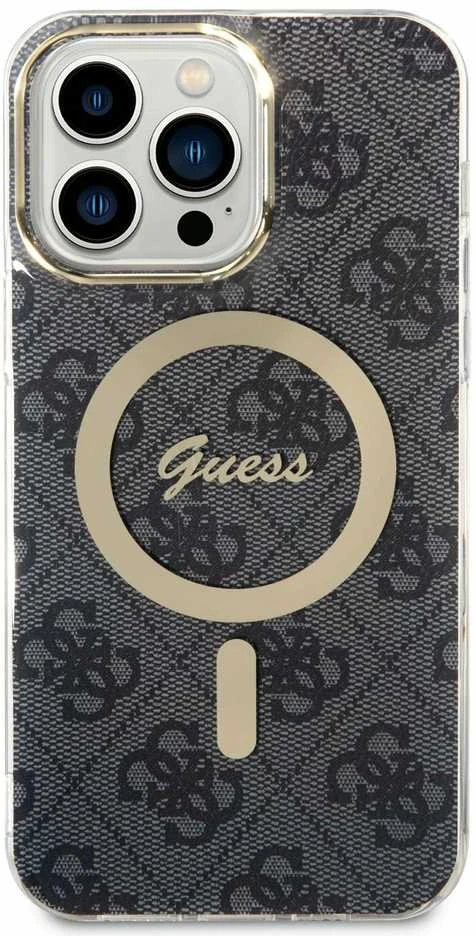 Guess Rinkinys GUBPP14XH4EACSK Dėklas+ Įkroviklis Apple iPhone 14 Pro Max 6,7″ juodos spalvos kietas dėklas 4G Print Mag