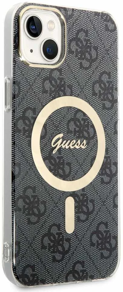 Guess Rinkinys GUBPP14MH4EACSK Dėklas+ Įkroviklis Apple iPhone 14 Plus / 15 Plus 6.7″ juodos spalvos kietas dėklas 4G Pr