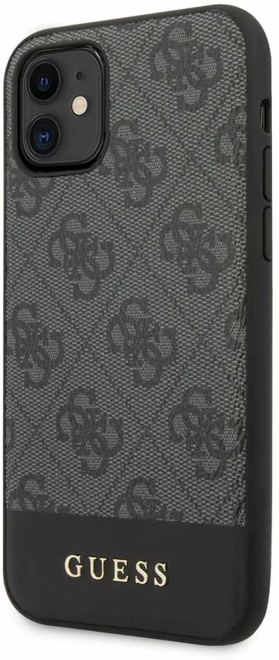 Guess GUHCN61G4GLGR 4G Stripe kieto galinio dangtelio dėklas, skirtas Apple iPhone 11, juodas