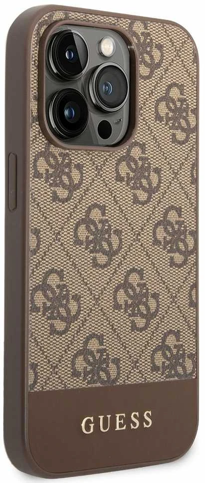 Guess GUHCP14LG4GLBR Apple iPhone 14 Pro 6,1″ rudos spalvos kietas dėklas 4G Stripe Collection