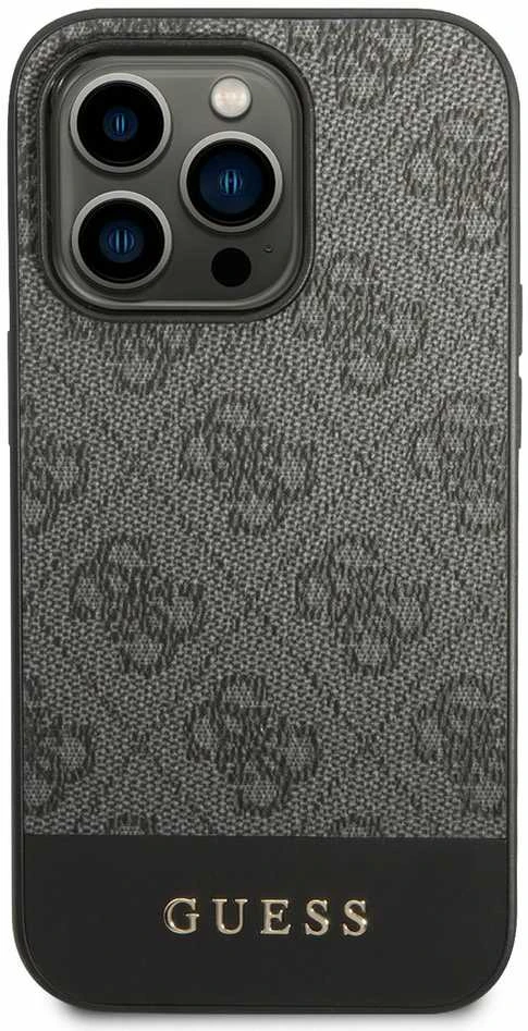 Guess GUHCP14XG4GLGR Apple iPhone 14 Pro Max 6,7″ pilkas kietas dėklas 4G Stripe Collection