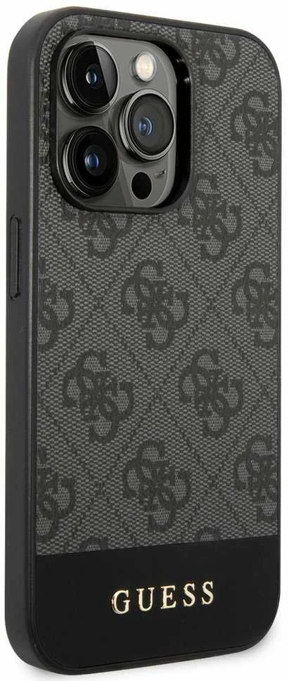 Guess GUHCP14XG4GLGR Apple iPhone 14 Pro Max 6,7″ pilkas kietas dėklas 4G Stripe Collection