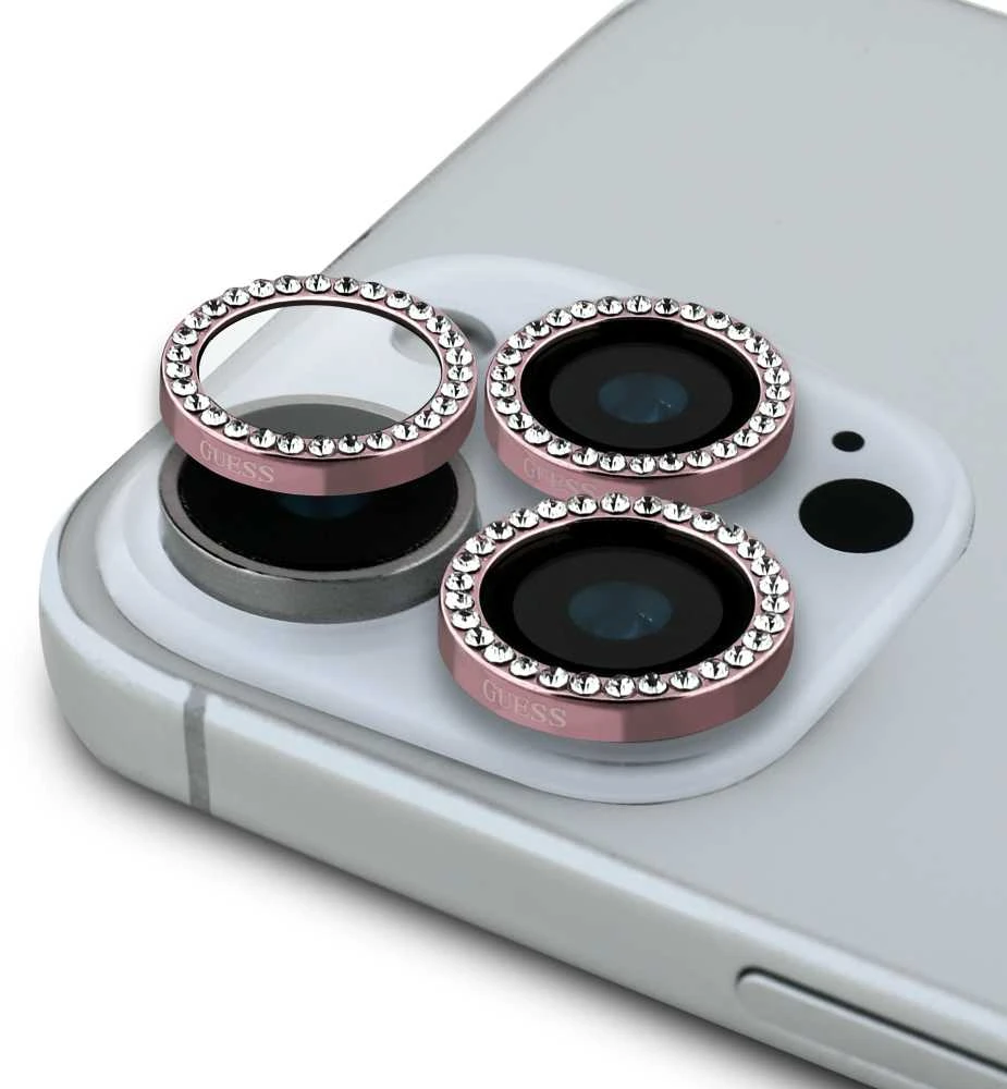 Guess Fixed Glliter lešio apsauga Apple iPhone 16 Pro/16 Pro Max Rožinė