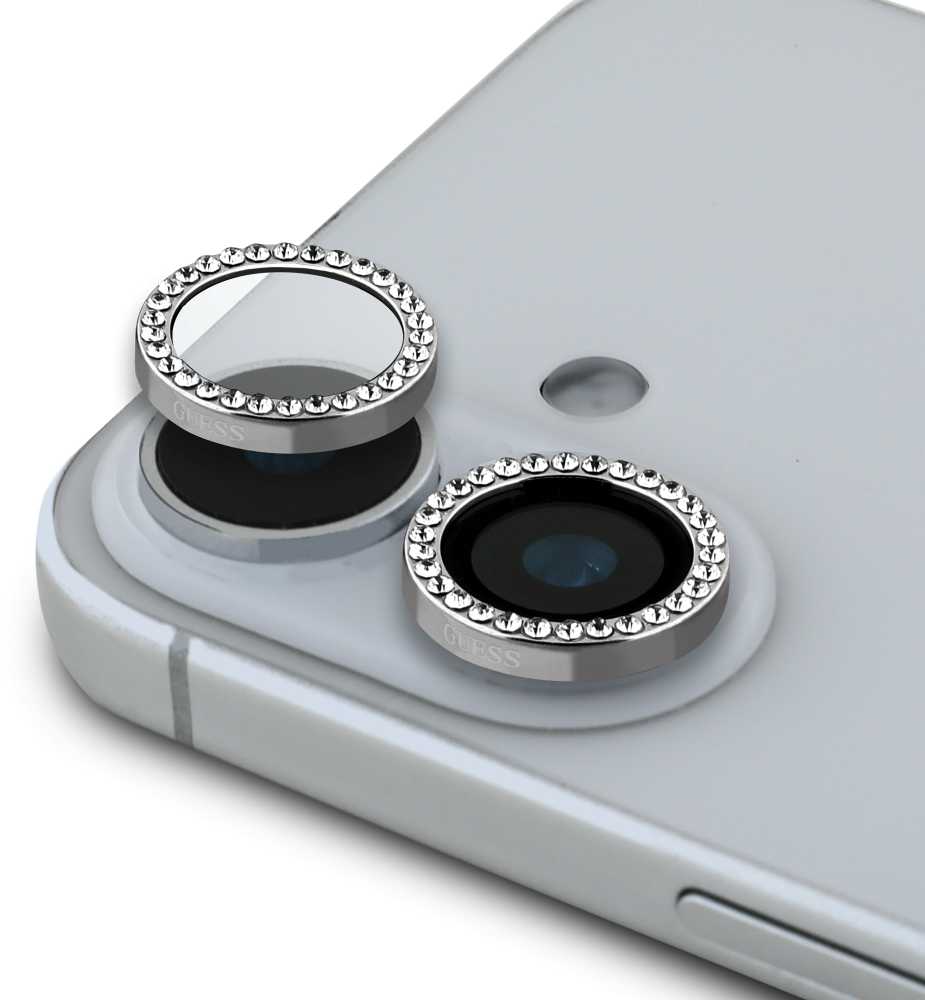 Guess Fixed Glliter lešio apsauga Apple iPhone 16/16 Plus Sidabrinis