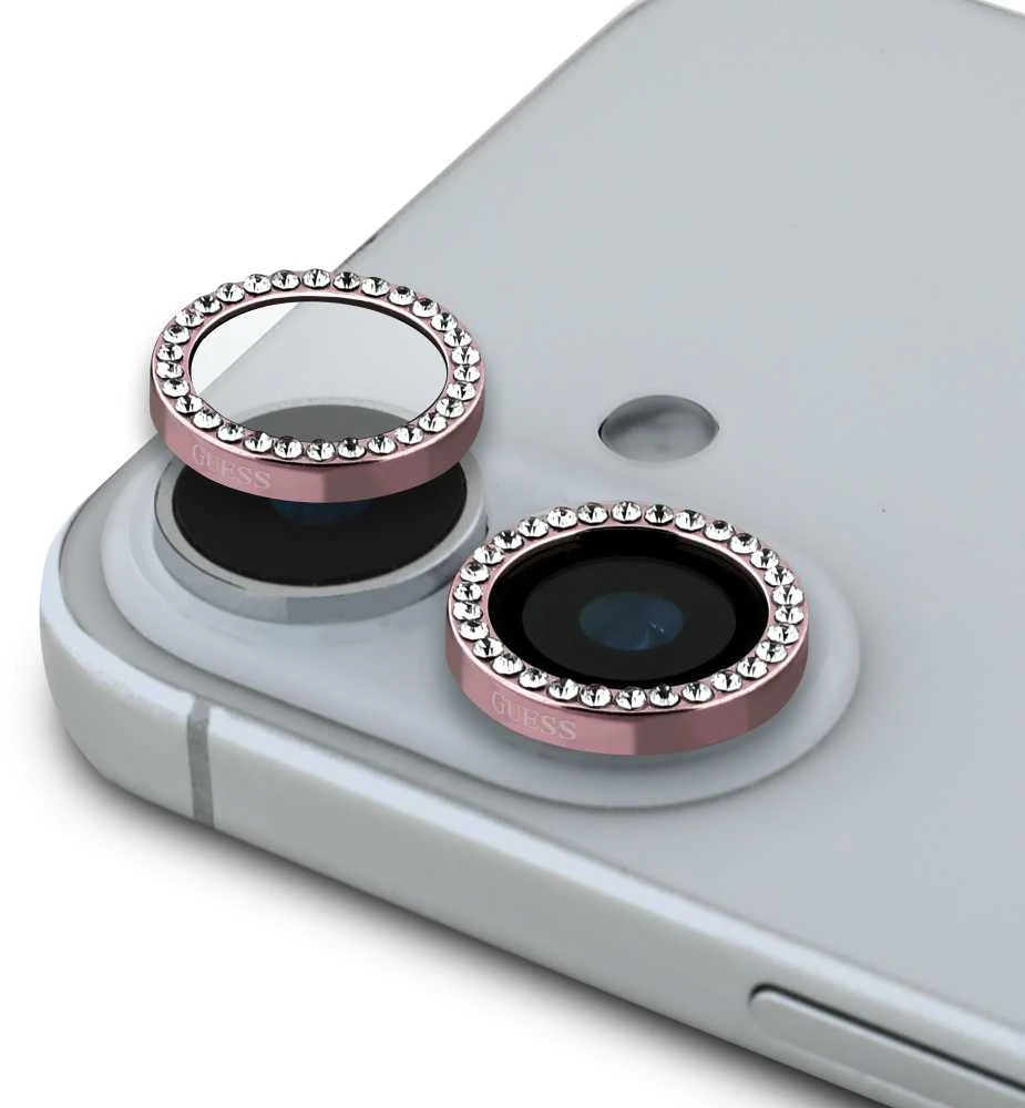 Guess Fixed Glliter lešio apsauga Apple iPhone 16/16 Plus Rožinė