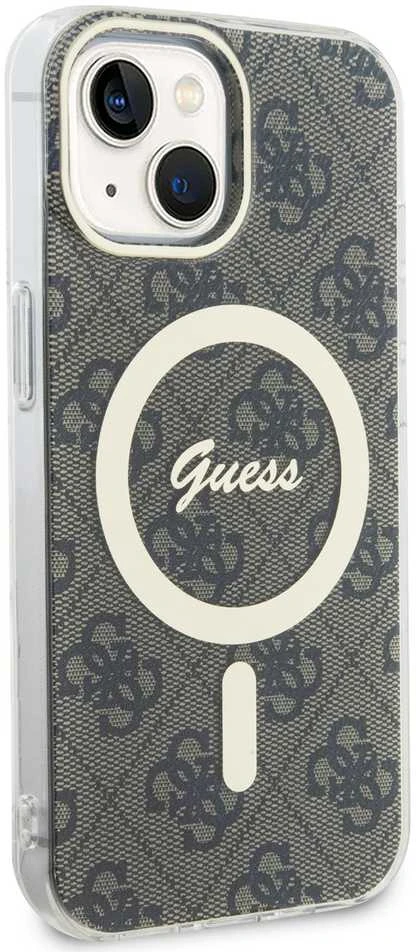 Guess GUHMP15SH4STW Apple iPhone 15 / 14 / 13 6.1″ rudos spalvos kietas dėklas IML 4G MagSafe