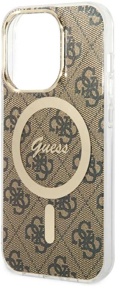 Guess GUHMP15LH4STW Apple iPhone 15 Pro 6.1″ rudos spalvos kietas dėklas IML 4G MagSafe