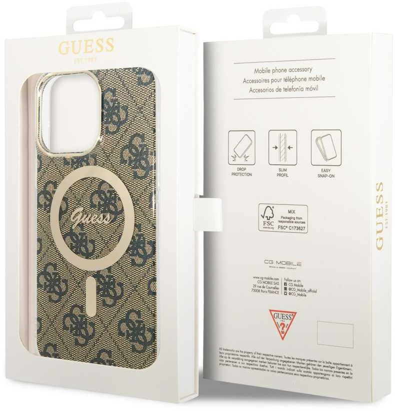 Guess GUHMP15XH4STW Apple iPhone 15 Pro Max 6.7″ rudos spalvos kietas dėklas IML 4G MagSafe