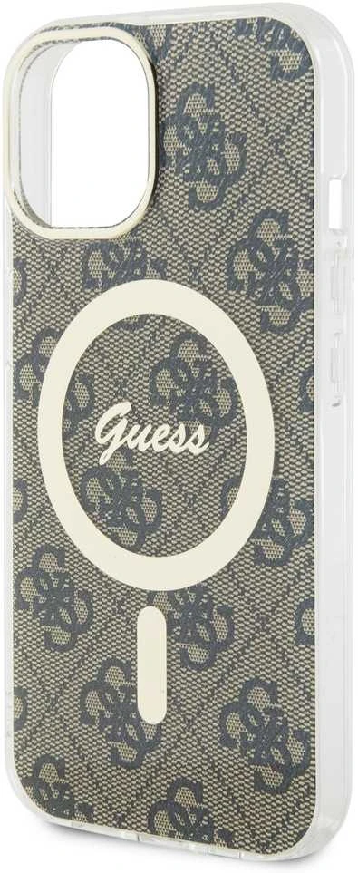 Guess GUHMP15SH4STW Apple iPhone 15 / 14 / 13 6.1″ rudos spalvos kietas dėklas IML 4G MagSafe