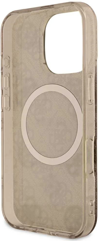Guess IML Peony On 4G Background MagSafe Case Apple iPhone 16 Pro – dėklas telefonui rudos spalvos