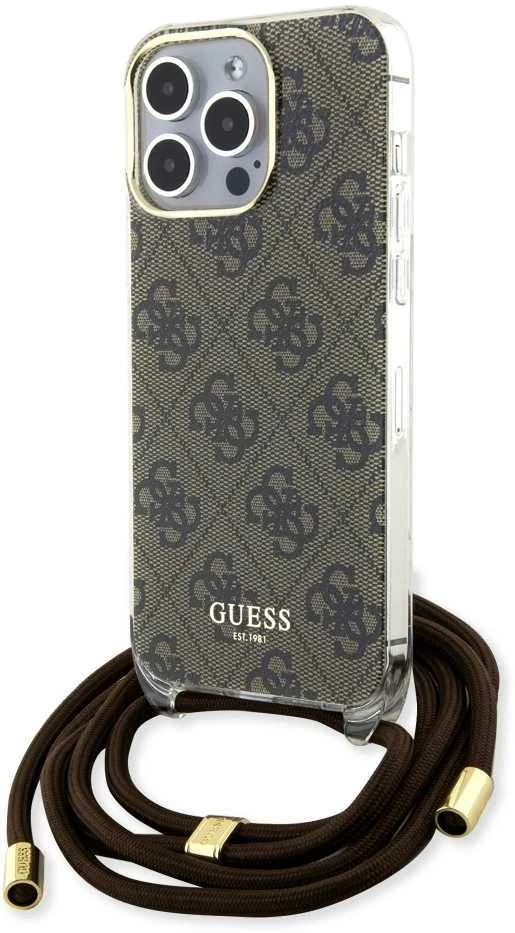 GUESS GUHCP15LHC4SEW IPHONE 15 PRO 6.1" RUDA/RUDA KIETAS DĖKLAS CROSSBODY LAIDAS 4G PRINT