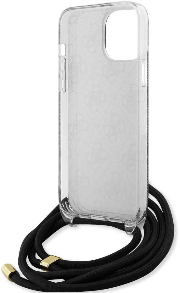 Dėklas GUESS GUHCP15XHC4SEK IPHONE 15 PRO MAX 6.7 "Juodas/Juodas HARDCASE CROSSBODY CORD 4G PRINT