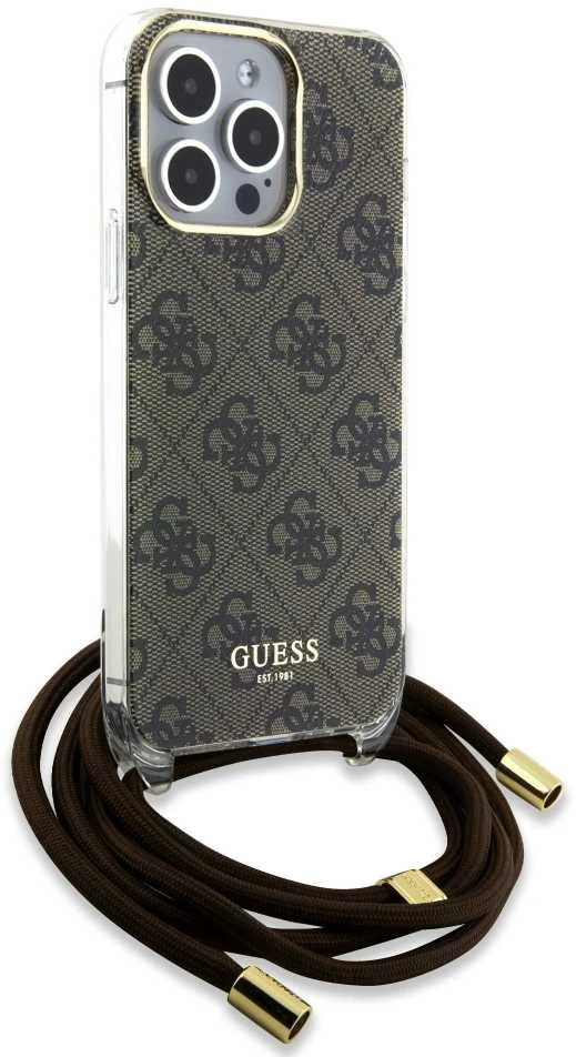 GUESS GUHCP15LHC4SEW IPHONE 15 PRO 6.1" RUDA/RUDA KIETAS DĖKLAS CROSSBODY LAIDAS 4G PRINT