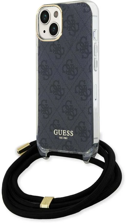 Dėklas GUESS GUHCP15SHC4SEK IPHONE 15/14/13 6.1 "Juodas / Juodas HARDCASE CROSSBODY CORD 4G PRINT