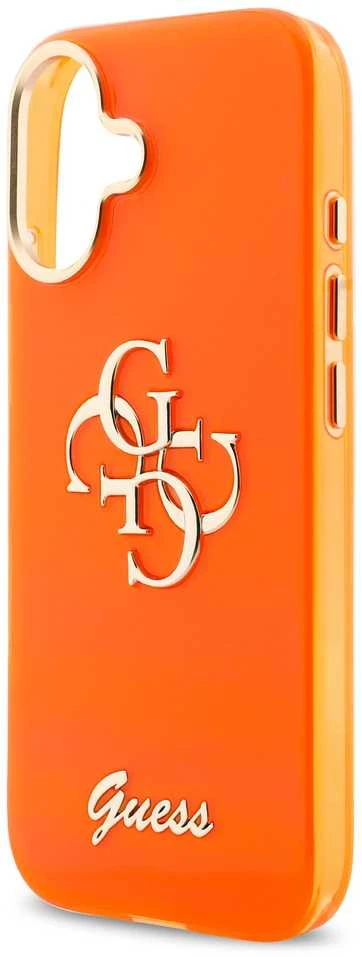 Guess IML 4G Script Metal Logo dėklas skirtas iPhone 17 Oranžinis