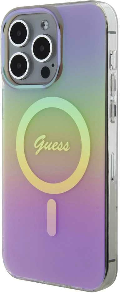Guess IML Iridescent MagSafe dėklas iPhone 15 Pro - rožinis