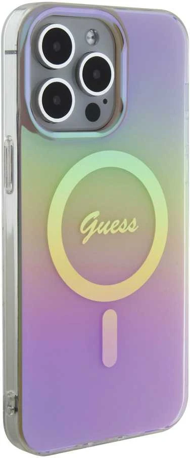 Guess IML Iridescent MagSafe dėklas iPhone 15 Pro - rožinis